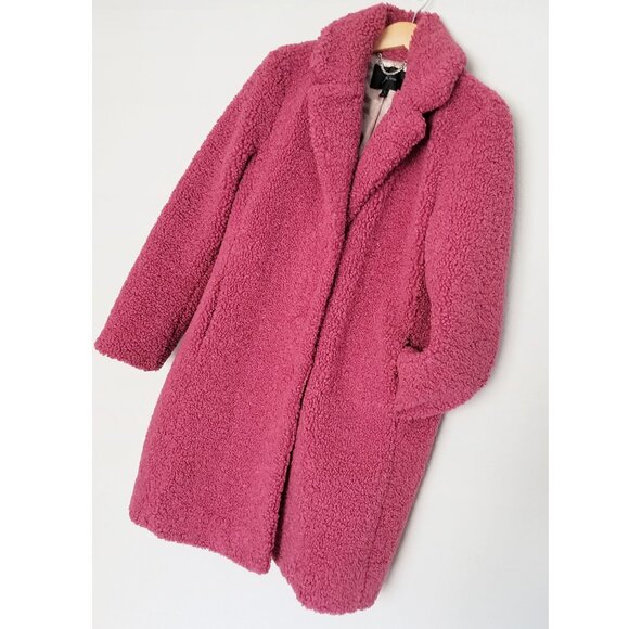 J. Crew Teddy Sherpa Topcoat Jacket Coat M Dried Rose Pink Romantic Preppy $248 - Picture 15 of 16